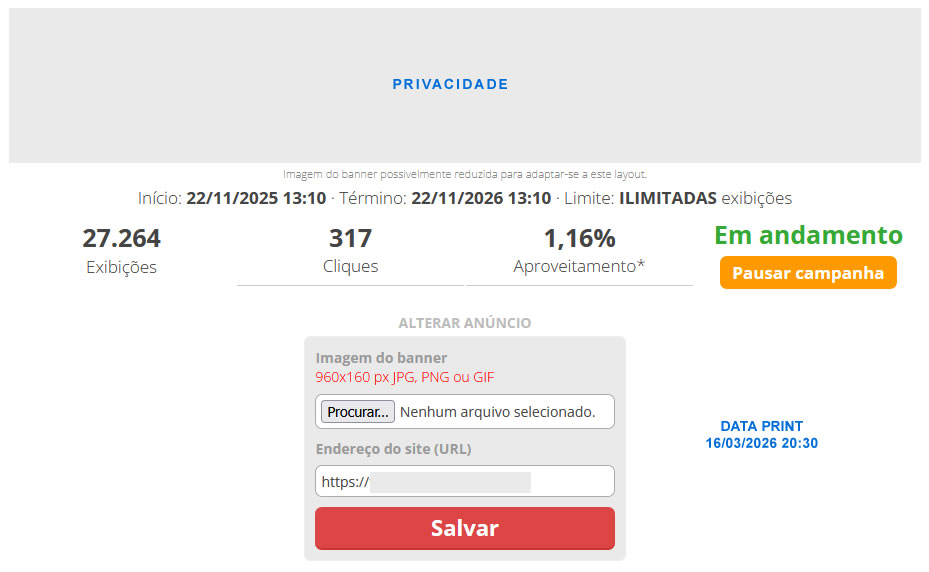 Painel da campanha